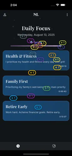 Most Learned - Daily Focus screen with active practice entries